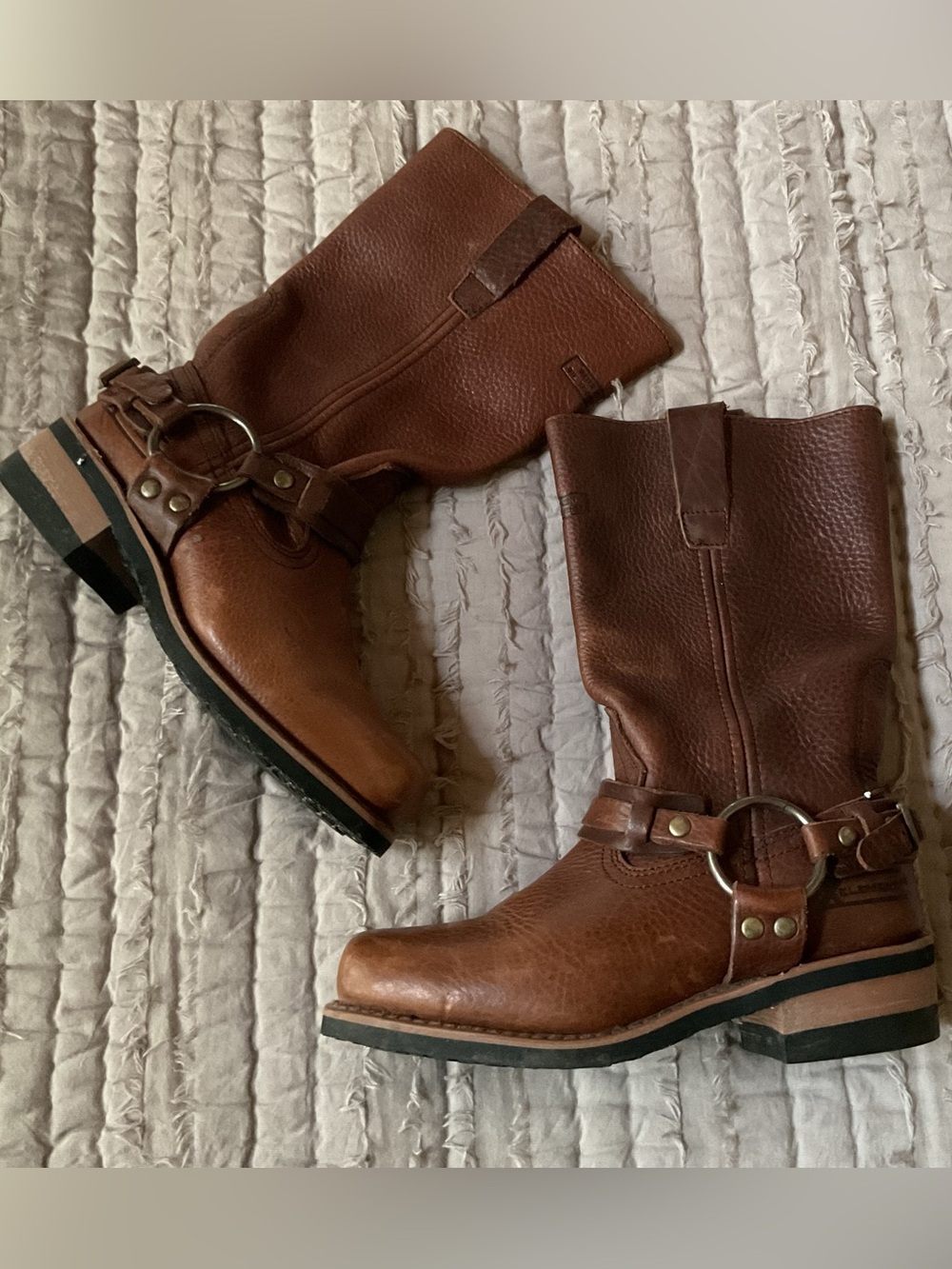 Xelement Women's Brown Leather Harness Boots - Classic Rider Style, size 6
